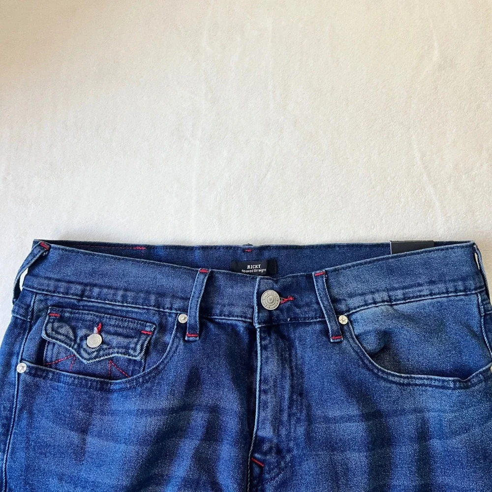 True Religion Ricky‎ Relaxed Straight Jeans Medium Rustic Barn Wash W33 L34 Y2K